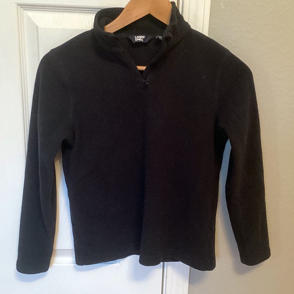Lands' End School Uniform Kids Lightweight Fleece Quarter Zip Pullover - Navy - Picture 4 of 5
